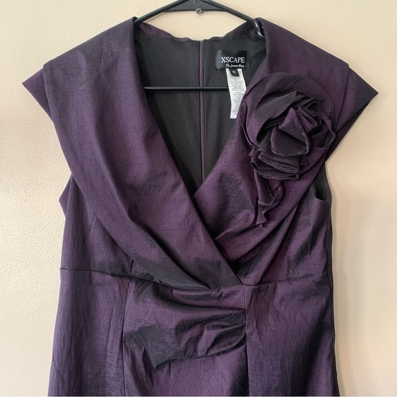 Xscape Dark Purple/Plum Sleeveless Cocktail Sheath Dress Size 10 - Picture 3 of 14